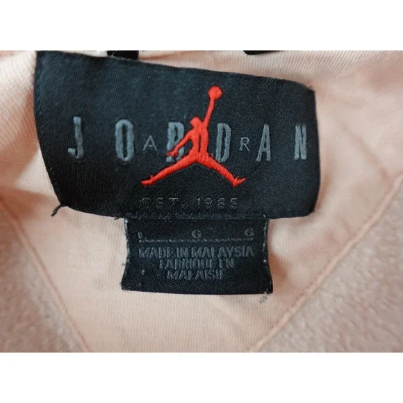 Jordan Pink Fleece Hoodie Gold Jumpman Logo Pullover Sweatshirt Size L Sample